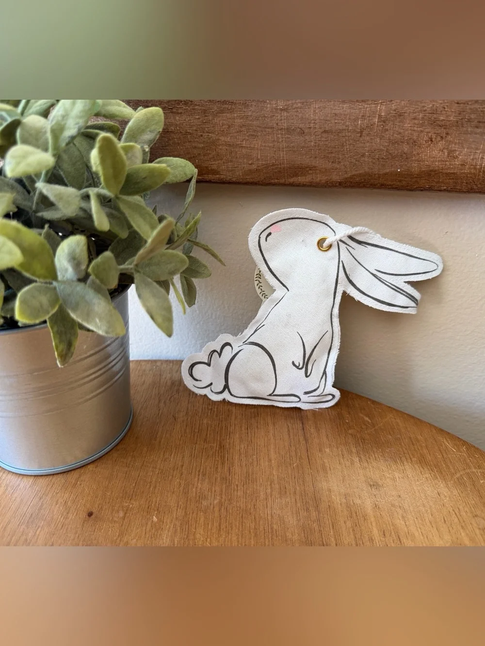 White Fabric Bunny Sachet - Neutral Decorative Accent canvas hanger